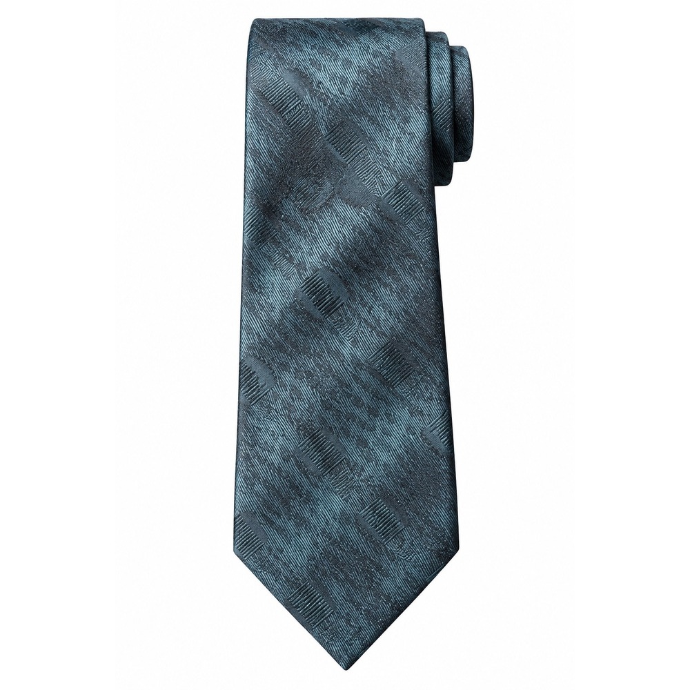 Ron Chereskin Men Silk Tie Blue Geometric Jacquard Hand Finished Made in USA